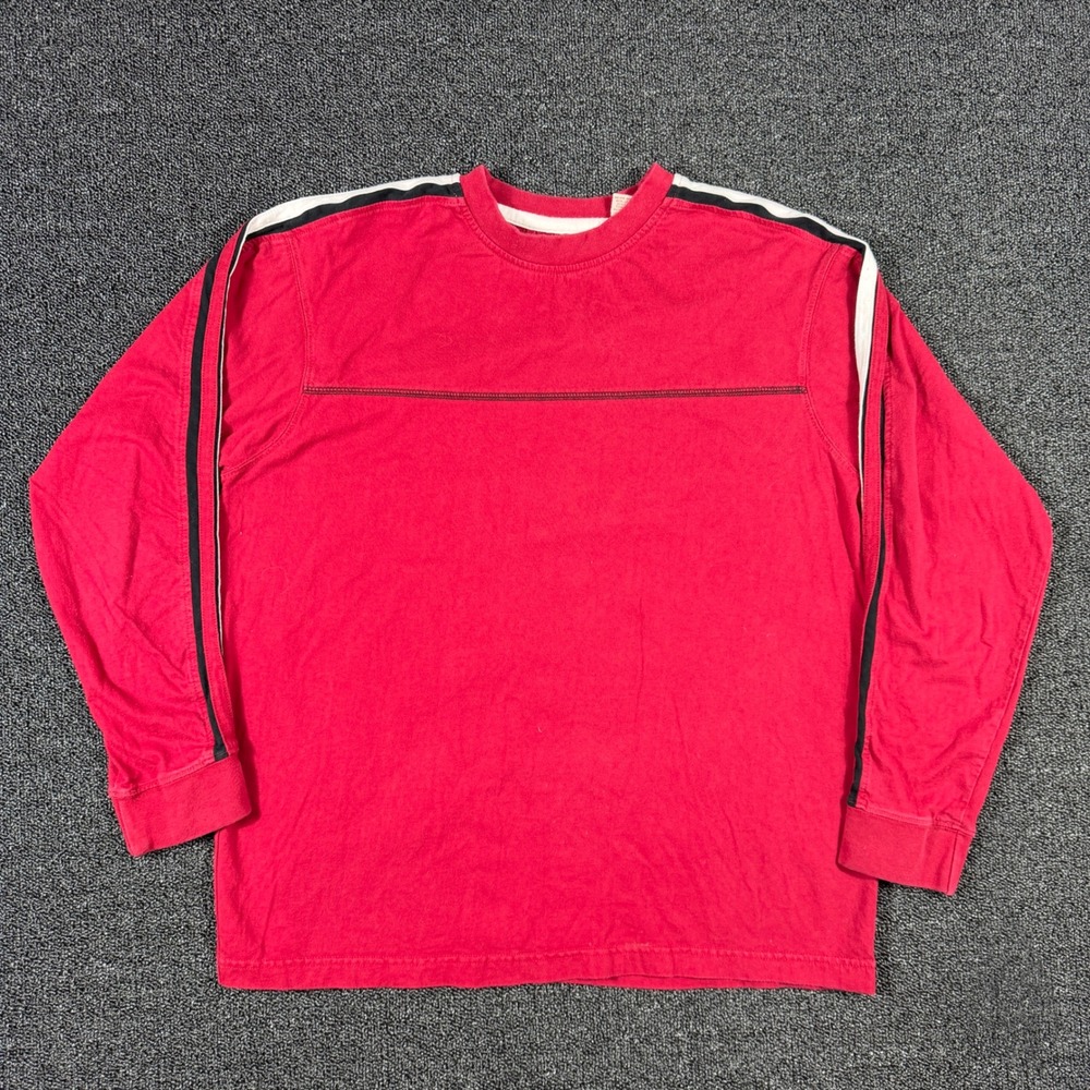 Vintage Point Zero Mens S Red Long Sleeve T-Shirt Sport Stripe Y2K Surfer Skater